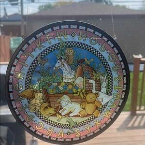 Colorful Alphabet Animal Nursery Glass Window Mosaic